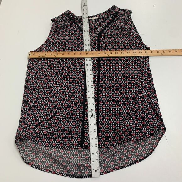 Pleione Blouse Womens M Medium Sheer Panel V Neck Lightweight Micro Pattern Tank - Picture 6 of 11